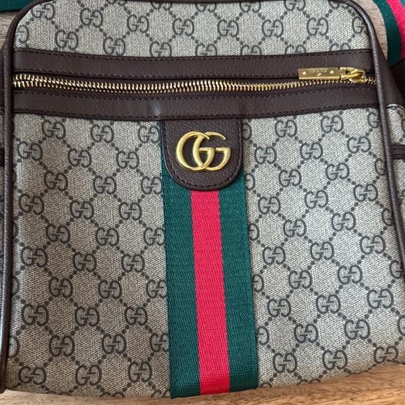 Messenger Bag with Green and Red Stripes - Picture 2 of 3